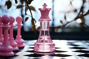 Chess king close-up on the board with blurred background. Generated by artificial intelligence photo