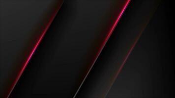 Black tech abstract motion background with red neon laser lines video