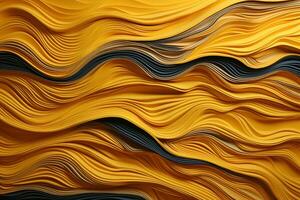 Wave patterns with yellow cut paper texture. Abstract background. Generated by artificial intelligence photo