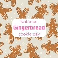 National Gingerbread Cookie Day postcard. Greeting card with gingerbread cookies. November 21. Vector. vector