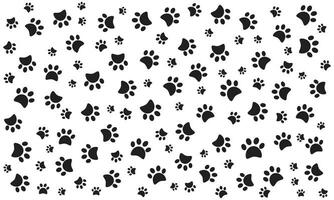 Cat paw seamless pattern, animal footstep vector pattern on white background