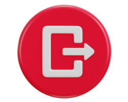 exit button emergency icon 3d rendering illustration png