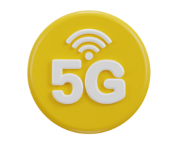 5g network button icon 3d rendering icon png