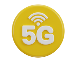 5g red botón icono 3d representación icono png