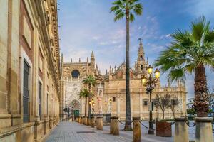 Giralda tower and Seville Cathedral in oldtown Spain photo