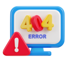 3d computer desktop showing alert error 404 page not found illustration png