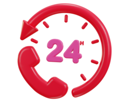 24 hours watch with customer support service 3d icon png