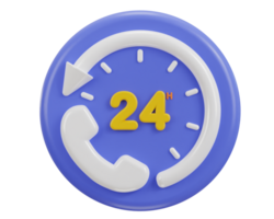 24 hours watch with customer support service 3d icon png