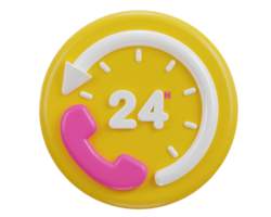 24 hours watch with customer support service 3d icon png