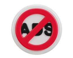 No ADS sign, Red crossed round button png