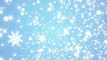 Weihnachten festlich hell Neu Jahr Hintergrund gemacht von Weiß glühend Winter schön fallen fliegend Schneeflocken Muster auf ein Blau Hintergrund video
