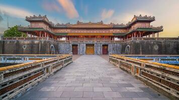 Meridian Gate of Imperial Royal Palace of Nguyen dynasty in Hue, Vietnam photo