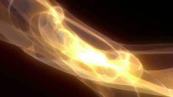 Abstract waves of yellow energy magic smoke and glowing lines on a black background video