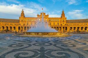 Panoramic view of Plaza de Espana in Seville, Spain photo