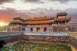 Meridian Gate of Imperial Royal Palace of Nguyen dynasty in Hue, Vietnam photo