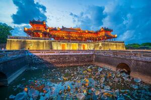 Meridian Gate of Imperial Royal Palace of Nguyen dynasty in Hue, Vietnam photo