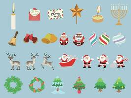 un conjunto de ilustraciones presentando elementos para Navidad. vector