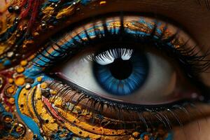 Multi cultural eye close ups expressing deep emotions in vivid elemental hues photo