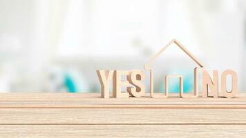 The House icon and Yes No text for property or building concept 3d rendering photo