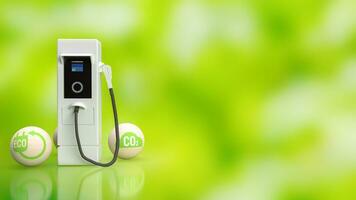 Ev station on Green Bokeh  background for Technology concept 3d rendering photo