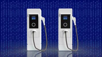 Ev station on digital background for Technology concept 3d rendering photo