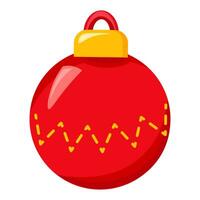 Navidad rojo cristal pelota juguete dibujos animados estilo icono vector