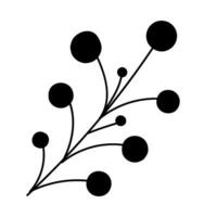 Happy Thanksgiving Sprig Rowan Berries Silhouette vector