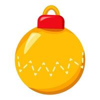 Xmas Yellow Shiny Ball Toy Cartoon Style Icon vector