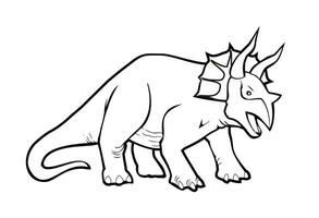 colorante página. dino ilustración para niños. color libro. triceratops dinosaurio aislado. paleontología. plano vector ilustración.