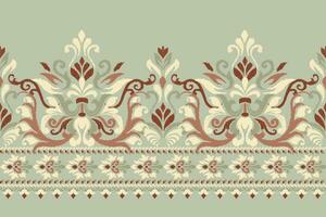 Ikat floral paisley embroidery on grey background.Ikat ethnic oriental pattern traditional.Aztec style abstract vector illustration.design for texture,fabric,clothing,wrapping,decoration,sarong,scarf.