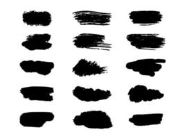 Grunge black brush strokes, paint roller elements. Set of hand drawn vector  ink splash elements.