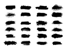 Grunge black brush strokes, paint roller elements. Set of hand drawn vector  ink splash elements.