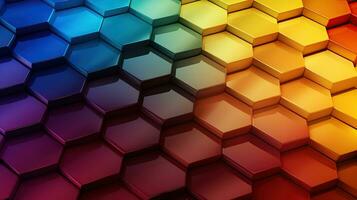 3D Illustration. Multi color gradient geometric hexagonal abstract background photo