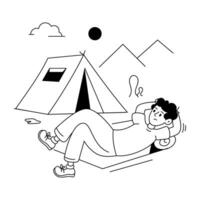 Trendy Solo Camping vector
