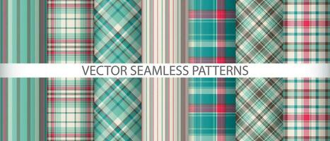 Set plaid fabric texture. Tartan vector seamless. Check pattern background textile.