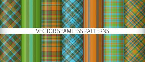Set background plaid check. Pattern vector tartan. Fabric texture textile seamless.