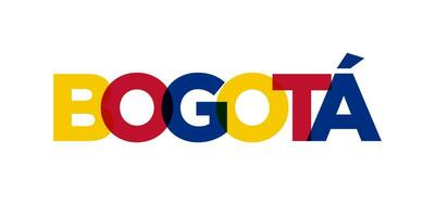 Bogota in the Colombia emblem. The design features a geometric style, vector illustration with bold typography in a modern font. The graphic slogan lettering.