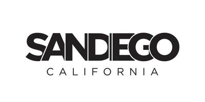 San Diego, California, USA typography slogan design. America logo with graphic city lettering for print and web. vector