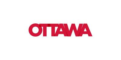 Ottawa in the Canada emblem. The design features a geometric style, vector illustration with bold typography in a modern font. The graphic slogan lettering.