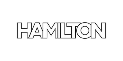 Hamilton in the New Zealand emblem. The design features a geometric style, vector illustration with bold typography in a modern font. The graphic slogan lettering.
