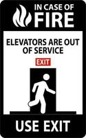 In Case Of Fire Sign Elevators Are Out of Service, Use Exit vector