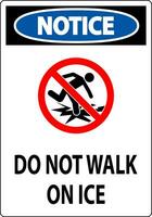 Notice Sign Do Not Walk On Ice vector