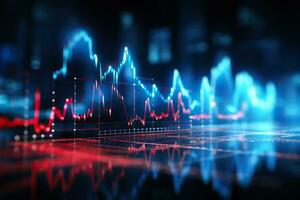 Neon heart on the background of a blurred screen with heart rate waves. Concept of medicine and health preservation. Generated by artificial intelligence photo