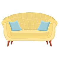 Comfortable sofa on white background. Cartoon style. Vector illustration.