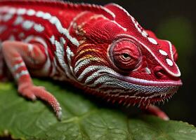 Explore the intricate details of a chameleon's skin texture in an extreme close-up photo