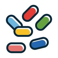 Pills Vector Thick Line Filled Dark Colors