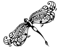 Engrave isolated dragonfly hand drawn graphic illustration vector