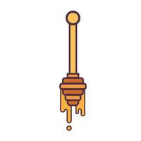Honey Dipper with dripping honey vector icon colored with outline isolated on square white background. Simple flat minimalist cartoon art styled drawing.