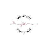 PE Initial logo monogram butterfly handwriting signature vector