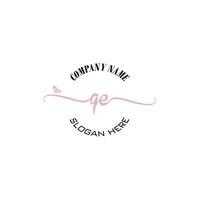 QE Initial logo monogram butterfly handwriting signature vector